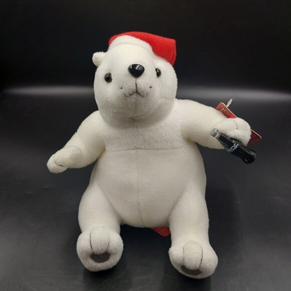 Vintage Collectible Coca-Cola Polar Bear Santa Bean Bag Plush by Beverly Hills - Picture 1 of 8